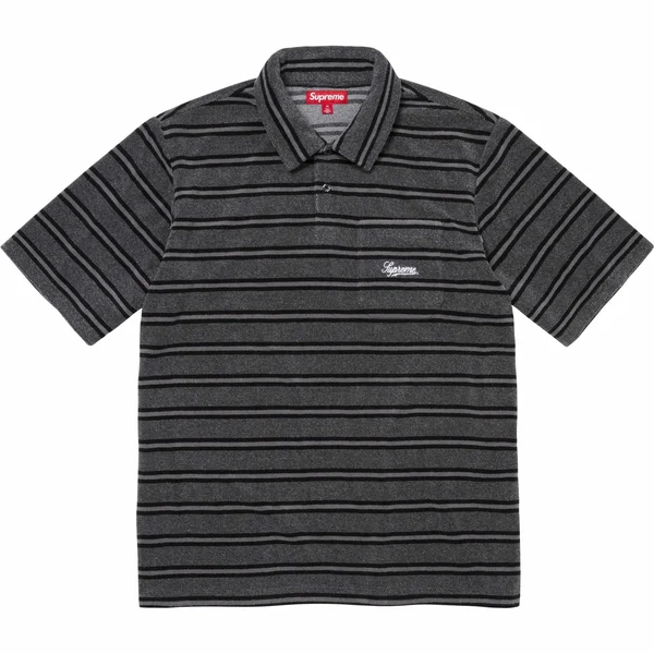Supreme Stripe Terry S/S Polo - Black (front)