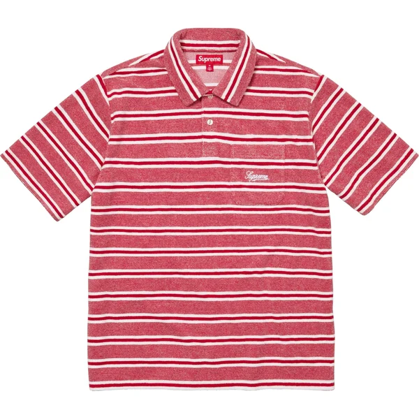 Supreme Stripe Terry S/S Polo - Red (front)