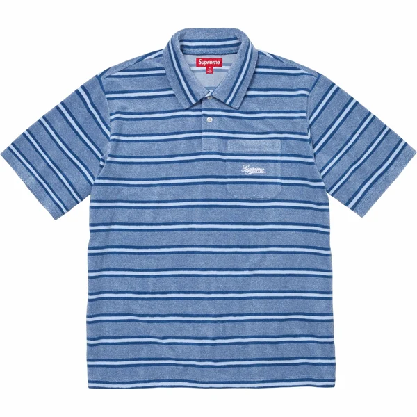 Supreme Stripe Terry S/S Polo - Royal (front)