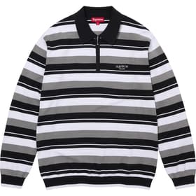 Supreme Stripe Zip L/S Polo Black