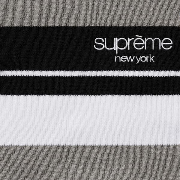 Supreme Stripe Zip L/S Polo - Black (front)