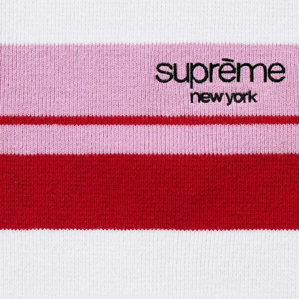 Supreme Stripe Zip L/S Polo - Light Purple (front)