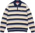 Supreme Stripe Zip L/S Polo - Navy (front)