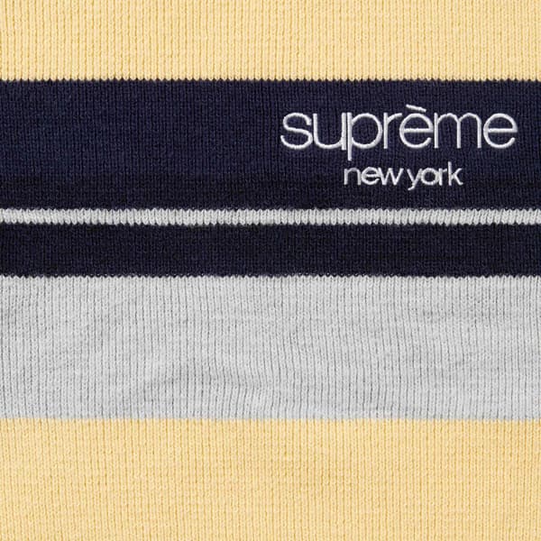 Supreme Stripe Zip L/S Polo - Navy (front)