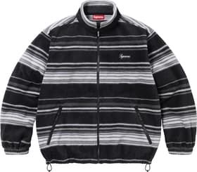 Supreme Stripe Zip Up Fleece Jacket Black