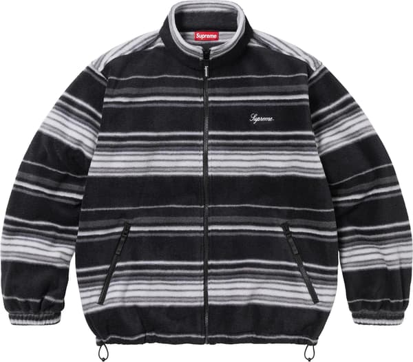 Supreme Stripe Zip Up Fleece Jacket - Black (front)