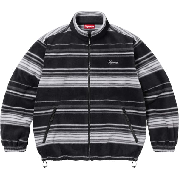 Supreme Stripe Zip Up Fleece Jacket - Black (front)