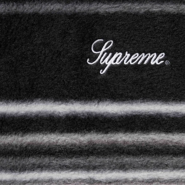 Supreme Stripe Zip Up Fleece Jacket - Black (front)