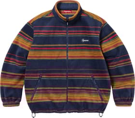 Supreme Stripe Zip Up Fleece Jacket Navy