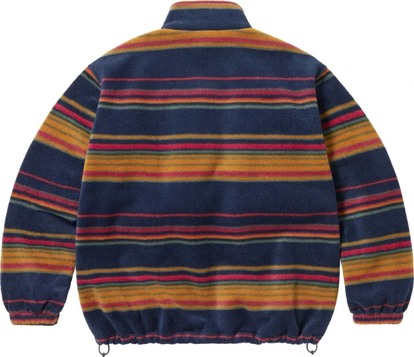 Supreme Stripe Zip Up Fleece Jacket - Navy (front)