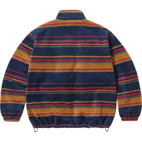Supreme Stripe Zip Up Fleece Jacket - Navy (front)