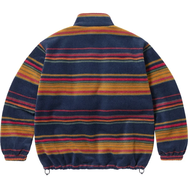 Supreme Stripe Zip Up Fleece Jacket - Navy (front)