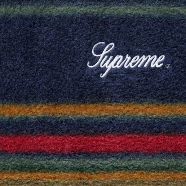 Supreme Stripe Zip Up Fleece Jacket - Navy (front)