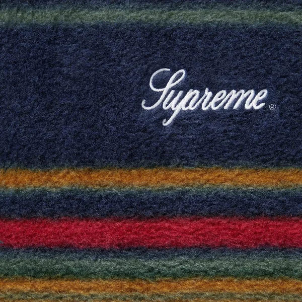 Supreme Stripe Zip Up Fleece Jacket - Navy (front)