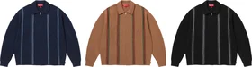Supreme Stripe Zip Up Polo Sweater