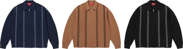 Supreme Stripe Zip Up Polo Sweater - Product Image