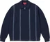 Supreme Stripe Zip Up Polo Sweater - Navy (front)