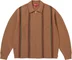 Supreme Stripe Zip Up Polo Sweater - Tan (front)