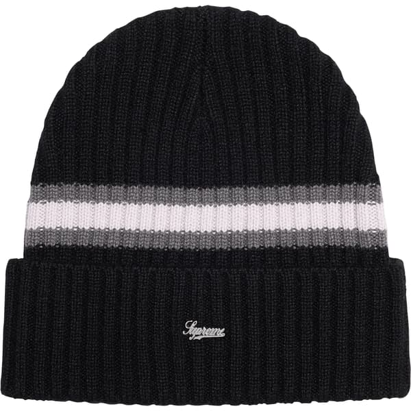 Supreme Striped Cashmere Beanie - Black (front)