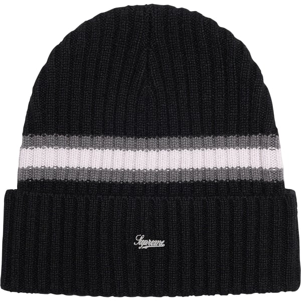 Supreme Striped Cashmere Beanie - Black (front)