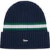 Supreme Striped Cashmere Beanie - Navy (front)