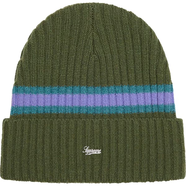 Supreme Striped Cashmere Beanie - Olive (front)