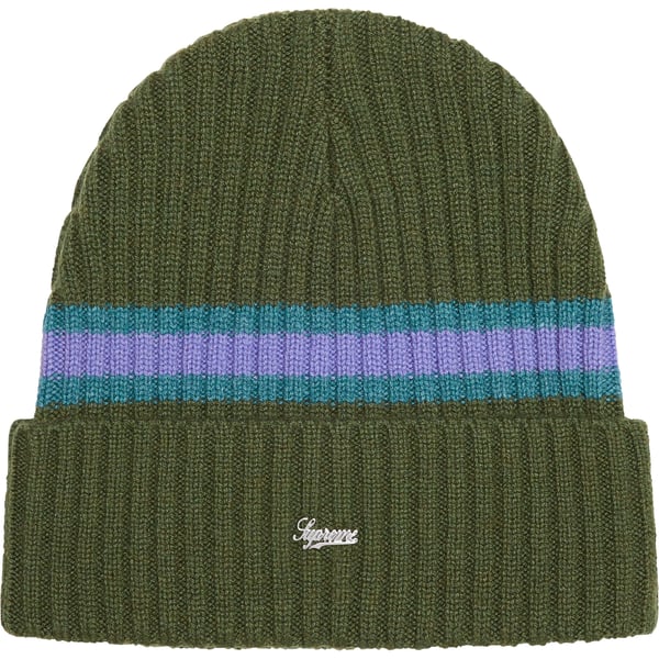 Supreme Striped Cashmere Beanie - Olive (front)
