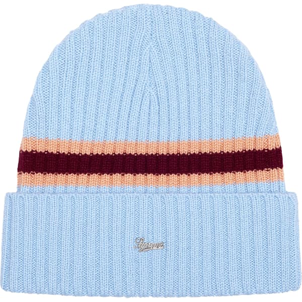Supreme Striped Cashmere Beanie - Pale Blue (front)
