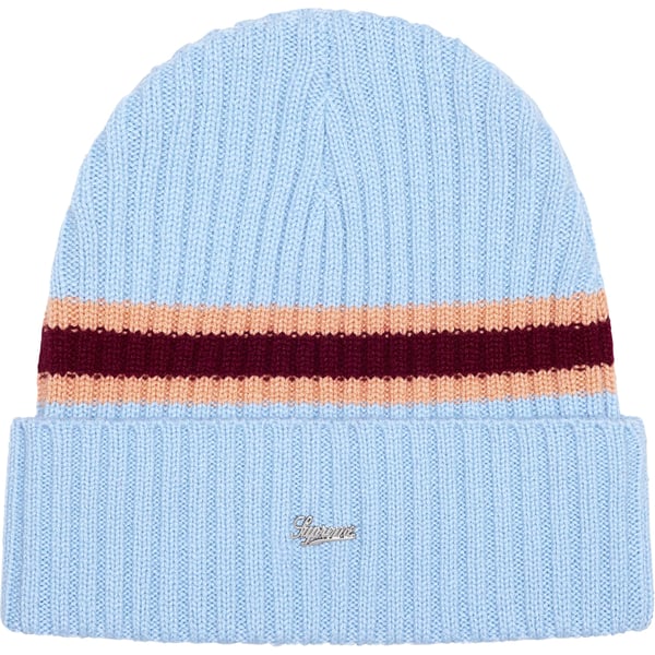 Supreme Striped Cashmere Beanie - Pale Blue (front)