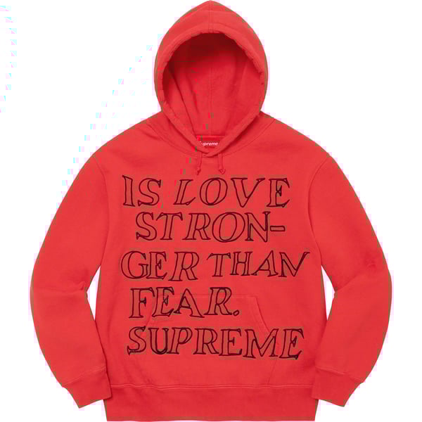 Supreme Stronger Than Fear Hooded Sweatshirt - Burnt Red (front)