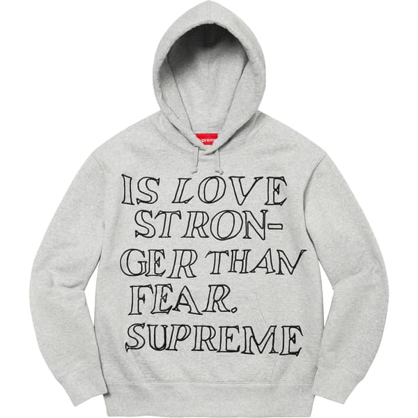 Supreme Stronger Than Fear Hooded Sweatshirt - Heather Grey (front)