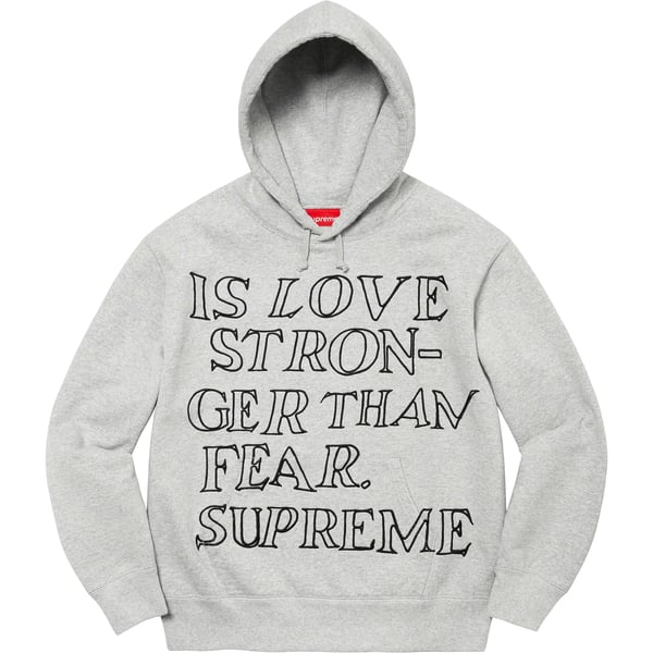 Supreme Stronger Than Fear Hooded Sweatshirt - Heather Grey (front)