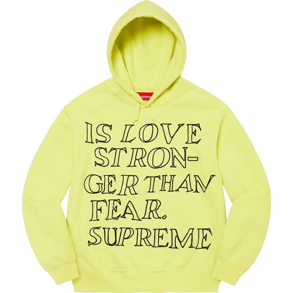 Supreme Stronger Than Fear Hooded Sweatshirt - Lime (front)