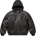 Supreme Studded Hooded Leather Jacket - Black (front)
