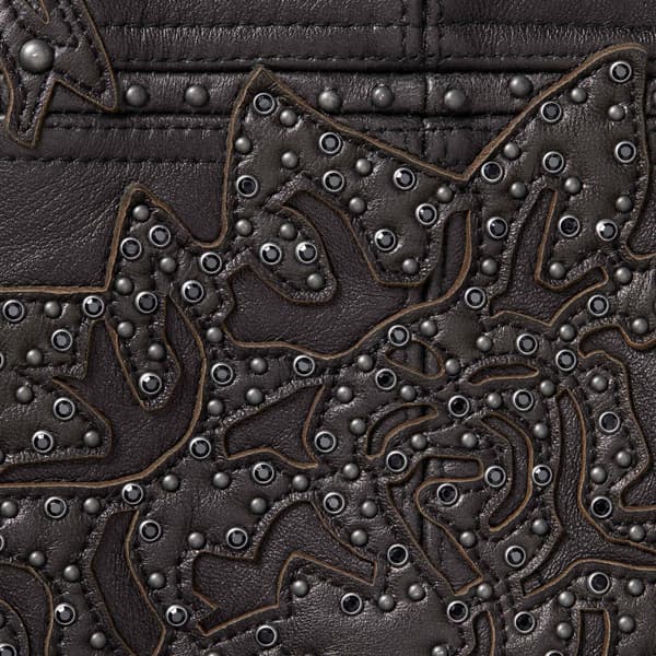 Supreme Studded Hooded Leather Jacket - Black (front)