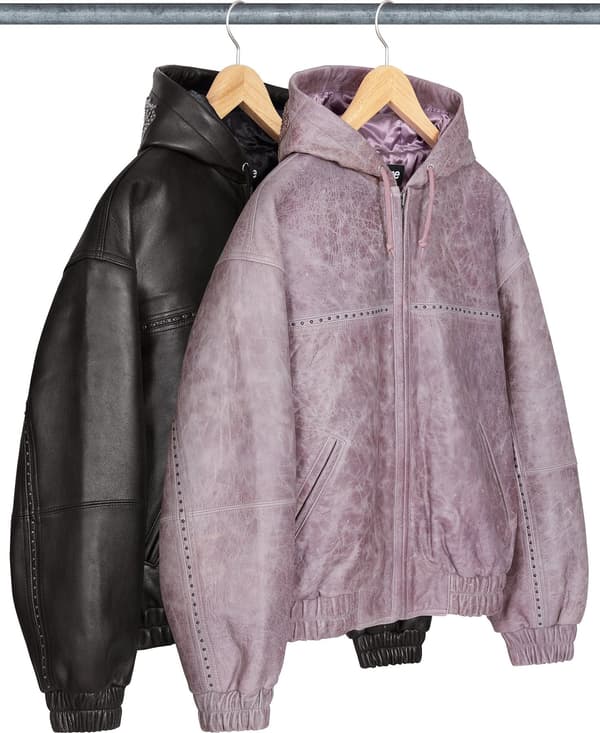 Supreme Studded Hooded Leather Jacket - Group Shots (front)