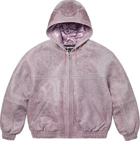 Supreme Studded Hooded Leather Jacket Lilac