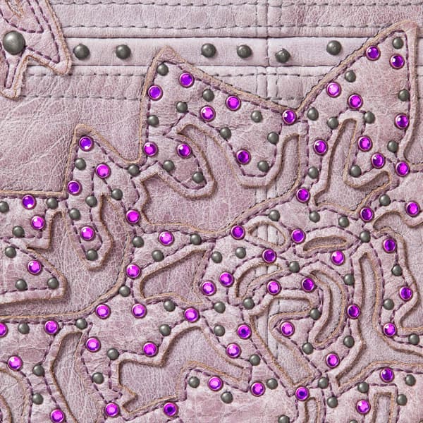 Supreme Studded Hooded Leather Jacket - Lilac (front)