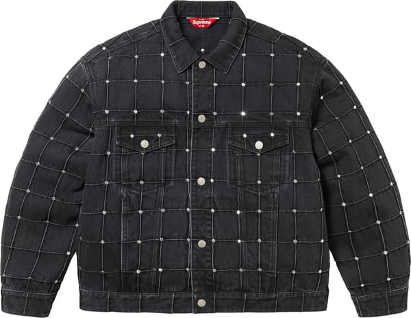 Supreme Studded Seam Denim Trucker Jacket - Black (front)