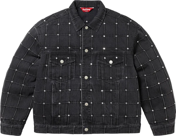Supreme Studded Seam Denim Trucker Jacket - Black (front)
