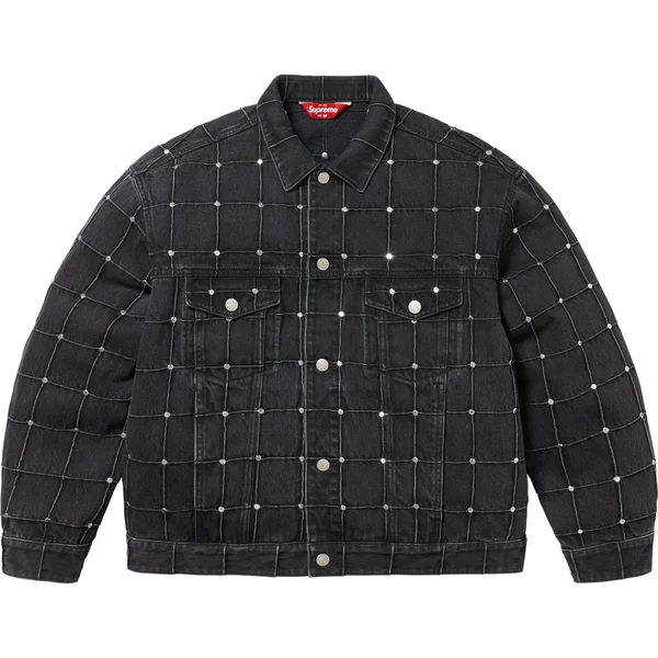 Supreme Studded Seam Denim Trucker Jacket - Black (front)