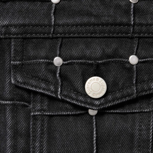 Supreme Studded Seam Denim Trucker Jacket - Black (front)