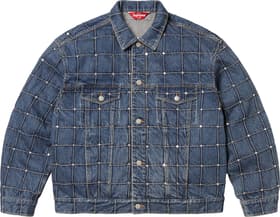 Supreme Studded Seam Denim Trucker Jacket Blue