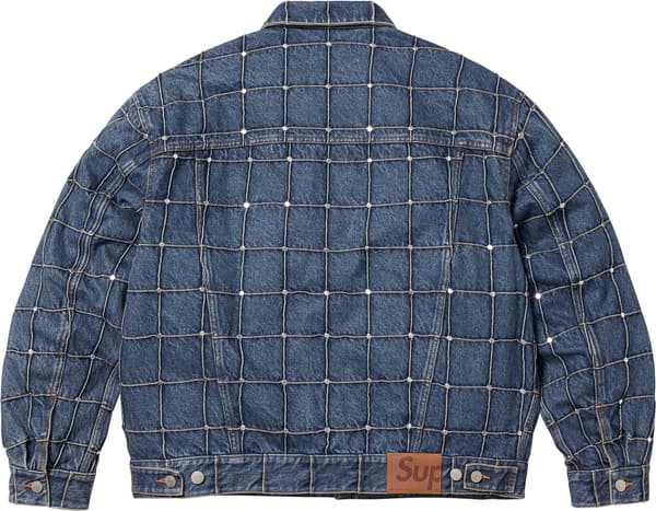 Supreme Studded Seam Denim Trucker Jacket - Blue (front)