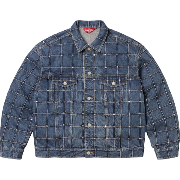 Supreme Studded Seam Denim Trucker Jacket - Blue (front)
