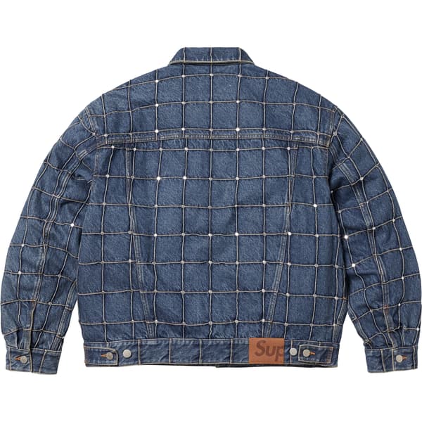 Supreme Studded Seam Denim Trucker Jacket - Blue (front)