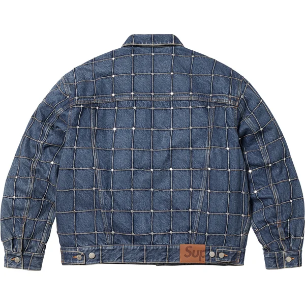 Supreme Studded Seam Denim Trucker Jacket - Blue (front)
