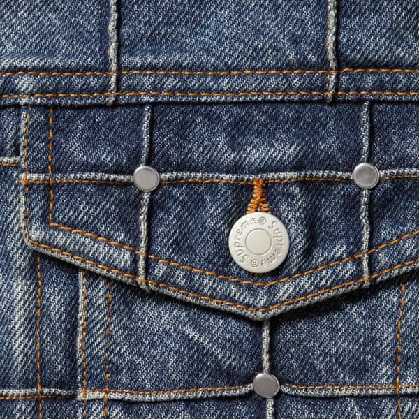 Supreme Studded Seam Denim Trucker Jacket - Blue (front)