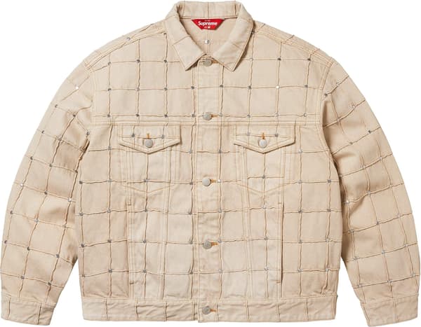 Supreme Studded Seam Denim Trucker Jacket - Natural (front)