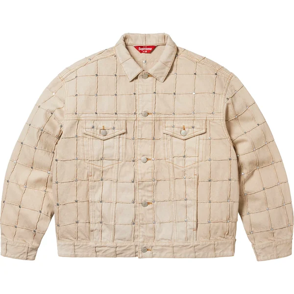 Supreme Studded Seam Denim Trucker Jacket - Natural (front)